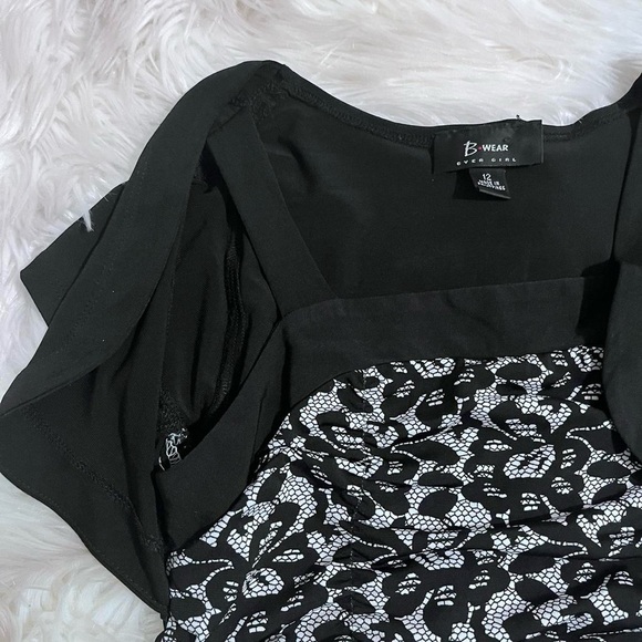 Byer Wear - Vintage Black & White Drop Waist Formal Midi/Mini Dress - Picture 7 of 8